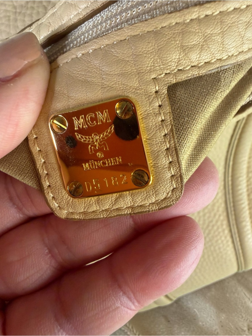 MCM Pink Leather Shoulder Bag with Tan Trim - Picture 2 of 8